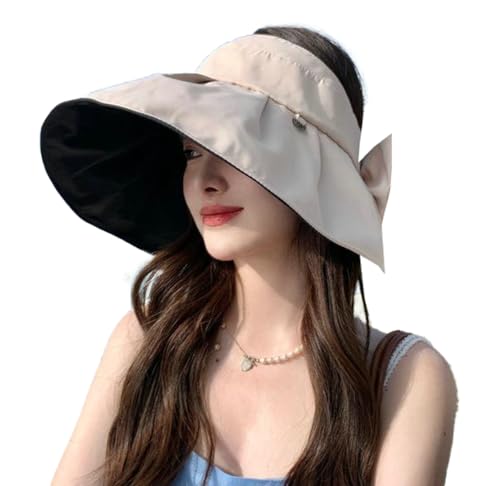 Sun Visor Hats for Women Wide Brim UPF 50+ Bucket Hats Summer Visor Caps Beach Hat Packable UV Protection Fishing Hiking Hat Beige