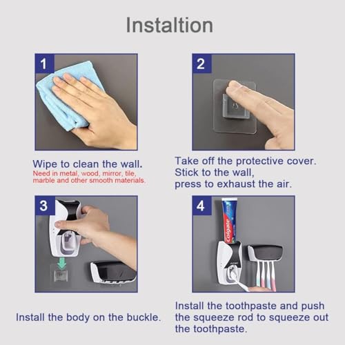 Image of Automatic Toothpaste Dispenser with Toothbrush Holder, Wall Mounted (Malti Colour)