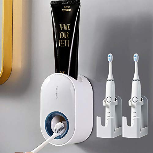 Toothpaste Dispenser Wall Mount for Bathroom Automatic Toothpaste Squeezer for Kids & Family Shower. (A-Grey)