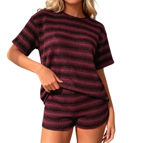 Short de loisirs d'été femme et chemise aérée en tricot côtelé