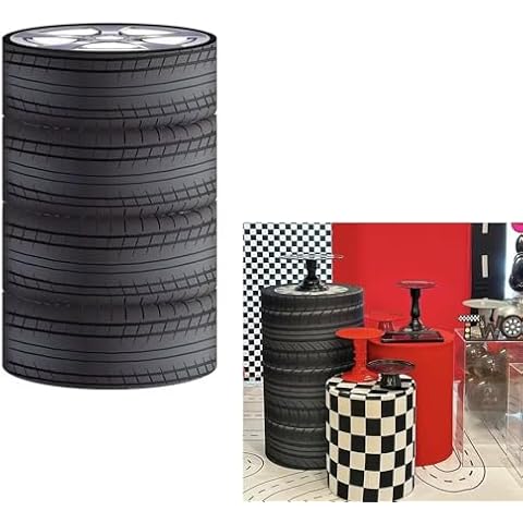 FiVan Race Cylinder Pillar Covers for Racing Car Theme Birthday Party Decoration Pedestal Stand Tablecloth Boy Baby Shower (H2284P,D40xH90cm(16''by36'')) Cover