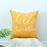 YIcabinet Set of 2 Soft Soild Decorative Square Throw Pillow Covers Outdoor Patio Pillow Yellow Hello Sunshine Pillow for Sofa Bedroom Car 18×18 Inch