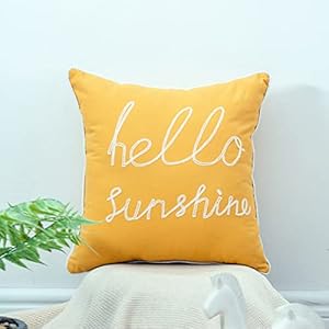 YIcabinet Set of 2 Soft Soild Decorative Square Throw Pillow Covers Outdoor Patio Pillow Yellow Hello Sunshine Pillow for Sofa Bedroom Car 18x18 Inch YIcabinet Set of 2 Soft Soild Decorative Square Throw Pillow Covers Outdoor Patio Pillow Yellow Hello Sunshine Pillow for Sofa Bedroom Car 18×18 Inch