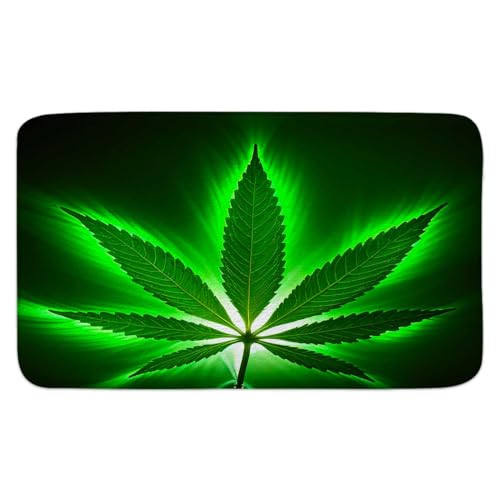 JAWO Cannabis Leaf Shower Curtain Sets with Bath Rug Mat, Contour Mat and Toilet Lid Cover, Weed Leaf Green Marijuana Leaf Weed, Shower Curtain Set Weed Rug with Hooks, 69x70 Inches by JAWO - Image 5