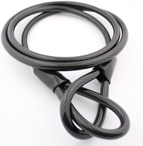 Miniatura 2 de TOPZONE Cable de seguridad de doble lazo de acero flexible resistente de 47 pulgadas de 0.315 in con cerradura de llave de 1.575 in