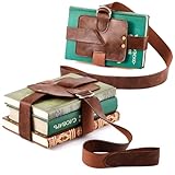 Vincreem 2 Pcs Adjustable 53' Leather Book Strap Carrier Holster Belt Holder Shoulder Carry for Libraries Reading Lover Gifts(Brown)