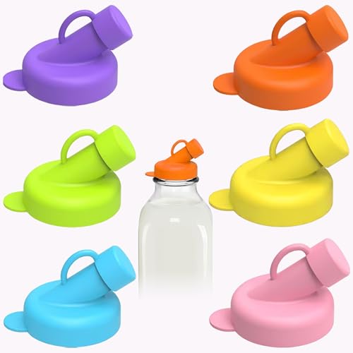 6 PCS Silicone Milk Bottle Caps, Glass Milk Bottle Lids
