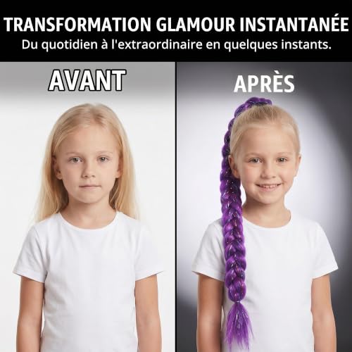 DYIOTF Perruque Violette avec Tinsel Brillant, Perruque Kpop 66cm pour Déguisement Rumi Kpop Demon Hunter, Cosplay Femme Enfant pour Halloween et Carnaval - 50g – vue 4