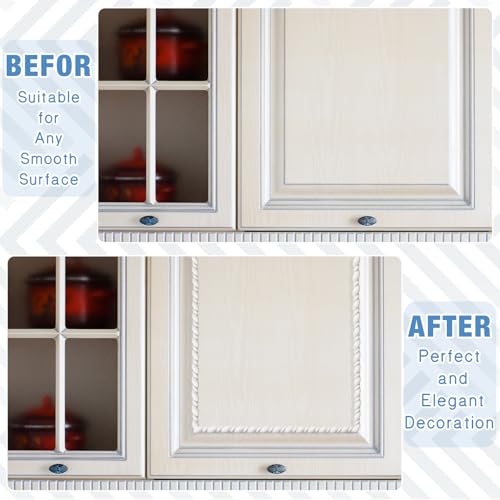Maasechs Peel and Stick Molding Trim Flexible Molding Trim for Walls Self Adhesive Paintable DIY Wall Trims for DIY Mirror Frame Cabinet Edge Picture(Elegant,16.4 ft x 0.59 Inch,White) by Maasechs - Used condition - Image 5