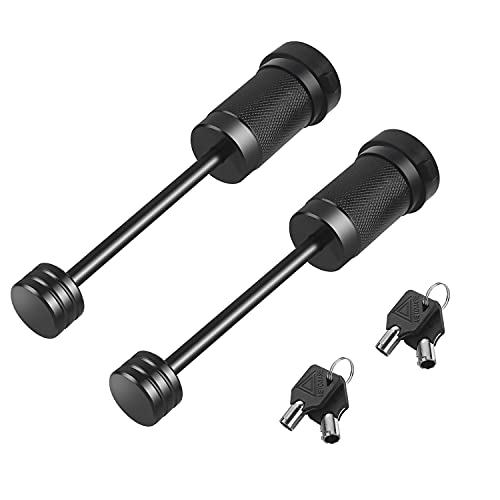 Image of METOWARE Trailer Tongue Coupler Lock 1 /4 inch Dia, 3-1 /2 inch Span, Trailer Hitch Lock for Latch-Type Coupler, Black Trailer Pin Lock for Towing Trailer RV Car Boat Truck (2 Pack Keyd Alike)
