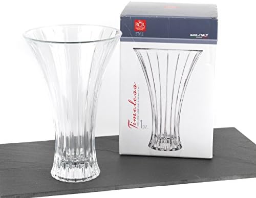 RCR 25749020006 Timeless Crystal Glass Flower Vase, 12 inch, Tall Tapered Centrepiece, Decorative Vase for Flowers, Pampas, Roses, Ideal for Home, Living Room, Kitchen, Office, Clear