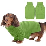 IECOii ダックスフント セーター、タートルネック ドッグセーター 小型 ミディアム 犬用 女の子用、伸縮性&通気性、暖かいニットプルオーバーコート、寒い天候用ハイネックニットウェアインドア&アウトドアウェア(グラスグリーン、M)