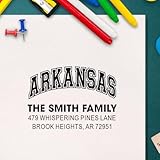 Personalized Arkansas Varsity Lettering Rubber Stamp, 1-5/8 Square Wood Handle, Custom Stamp for Athletes, Coaches, Letterman Jackets, Sports Memorabilia