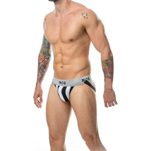 Mob Stripe Classic Jock - Tanga Blanco
