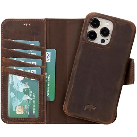 BLACKBROOK Case for iPhone 16 Pro Case with Wallet, Burkley Full Grain Leather, Detachable 2-in-1 Case Set for MagSafe, 4 Card Slots with RFID, Folio Wallet Case Compatible with iPhone 16 Pro Cover