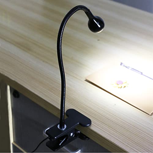 Image of PINDIA Plastic Desk Lamp, LED Reading Light, Aglaia 4W Eye-Caring Clip-on Book Light, Flexible Neck, Perfect for Bookworms, Black