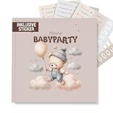 colortouch Gästebuch Babyparty, 78 Seiten Baby Fotoalbum zum Selbstgestalten, Baby Shower & Gender Reveal Deko, Baby Geschenk mit Kreative Fragen zur Geburt für Mädchen und Junge