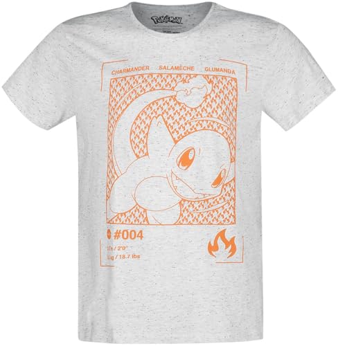 T-Shirt Salamèche Pokémon Homme Blanc Manches Courtes Regular