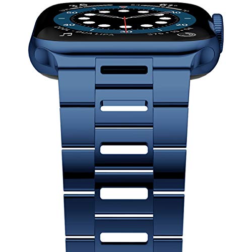 iiteeology Compatible with Apple Watch Band 42mm 41mm 40mm Series 12-1, Light Breathable Stainless Steel Band for iWatch Men Women - Blue