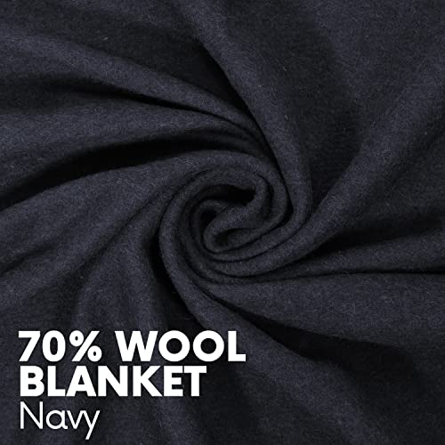 Jmr Usa Inc. Military Wool Blanket For Camping, Emergency And Everyday Use, Fire Retardant Extra Thick And Warm Outdoor Wool Blanket, 70% Wool, Navy, Size 62X84. #TOP2