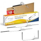 Self Adhesive Prong Paper Fasteners 100 Pack, 2 Inch Capacity, Steel Base
