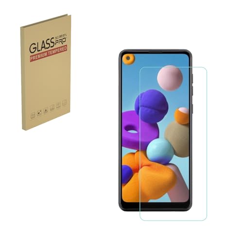 Compatible con Samsung Galaxy A21 Protector de pantalla de vidrio templado, sensible al tacto, dureza 9H, compatible con estuches (1 pieza)