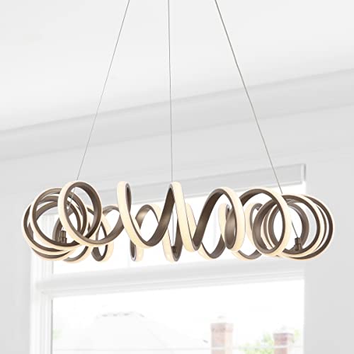 Jonathan Y Jyl7208A Cursive 24" Adjustable Spiral Integrated Led Metal Chandelier, Modern, Contemporary, Dimmable Dining Room, Living Room, Kitchen, Foyer, Bedroom, Coffee #TOP1