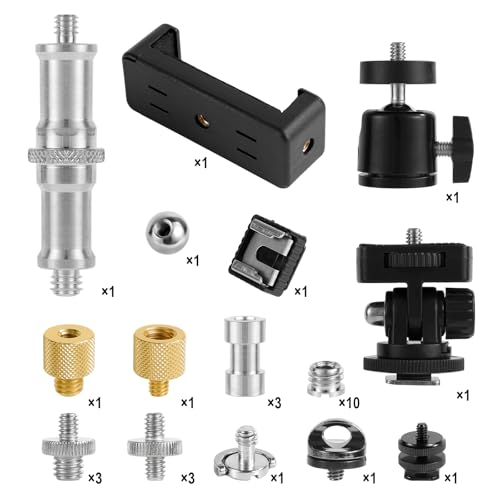 Fukaisu 30pcs Camera Tripod Screw Mount Kit, Include 1/4 to 3/8 Inch Threaded Converters & 1/4 Inch Swivel Ball Head Tripod Mount Adapter Set for DSLR Cameras, Monopods, Etc - Thumbnail 3