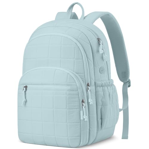 Image of kadilong Quilted Travel College Laptop Backpack for Women,Daypack Bookbag for School Teen Girls Mochilas Mujer,LightBlue