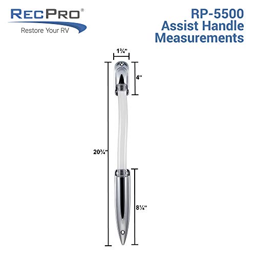 RecPro RV Acrylic Assist Handles | Lighted | S Curve Style Entry Assist Handle | Monaco and Fleetwood Assist Rail Replacement (Non-Lighted)