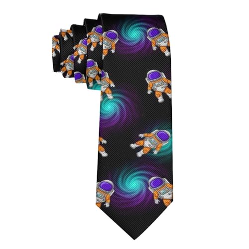 MZERSE Fashion Neckties Mens Shirt Uniform Skinny Tie for Business Holiday Necktie Purple Galaxy Trippy Space Astronauts
