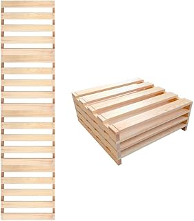 YouTen 2023 Model Pallet Bed, 4 Pieces, Single Bed, Wood, Natural Wood, Load Capacity: 882.1 lbs (400 kg), Low Bed, Stage Bed, Square, SOCO Mat, Bed Frame, Single, Foldable, Space Saving, Breathable,