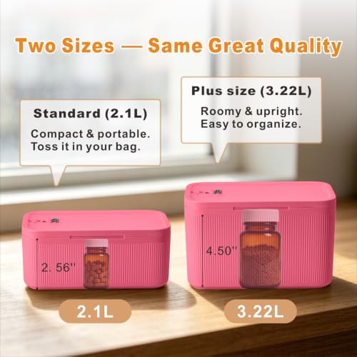 Image of Small Medication Lock Box with Combination Code, Lockable Storage Box for Pills /Snacks /First Aid Kits, Phone /Personal Items, Secure Container for Home /Fridge /Office /Travel- Reusable (Pink)