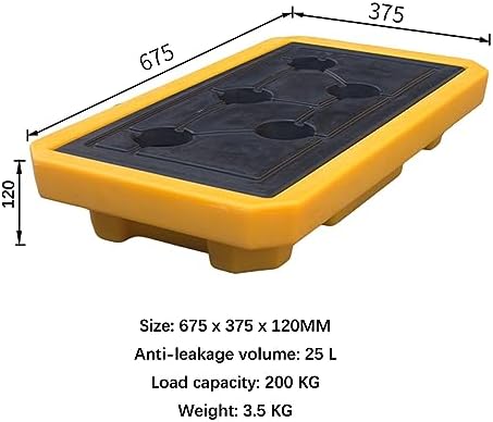 Leak Proof Drum Spill Containment Pallet, Stackable Industrial Safety Tray with Flat Grating & Drain Outlet for Reliable Spill Management