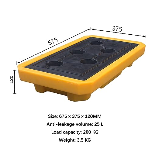 XBTGS Plataforma modular industrial de contención de derrames, bandeja de derrames de tambor y tanque de aceite, paleta plana de polietileno para seguridad en el lugar de trabajo, 67,5, 67,5 x 37,5 x