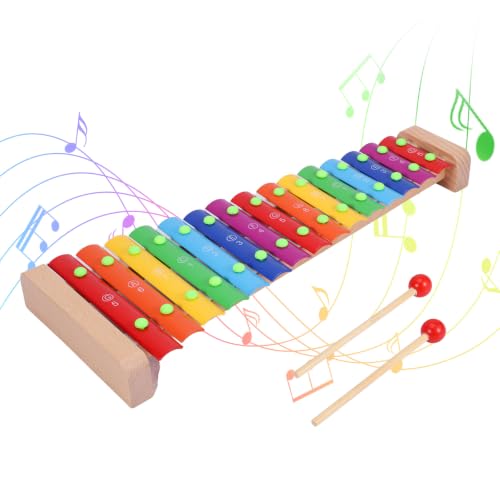 Vexnaro Xylophone, Xylophone en Bois 15 Tons avec 2 Maillets, Instrument de Musique Rythmique, Glockenspiel Éducatif pour Filles, Garçons, Adultes, École et Famille (15 clés)