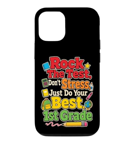 1st Grade Rock The Test Don't Stress Kids Testing Day Case for iPhone 12/12 Pro