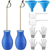 2 Pack Diatomaceous Earth Powder Duster, 8OZ Garden Powder Applicator Dispenser with Long Metal Tube, Bulb Duster Sprayer for Home Organic Gardening Agricultural Supply(Blue)