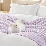 BEDSURE Kuscheldecke für Zimmer Deko - Wolldecke & Fleecedecke, Sofadecke, Weiche Warme Grobe Korddecke für Couch, Geschenke für Frauen, Tagesdecke, Lavendel, 150 x 200 cm