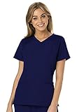 HeartSoul Break On Through Women Scrubs Top V-Neck HS660, M, Navy