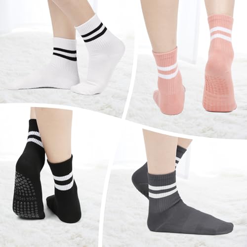 Image of Pilates Socks for Women with Non Slip Grippers, Yoga Socks for Barre Workout Hospital Gym