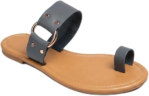 Women's Genuine Leather Flat Sandals | Gold Hardware