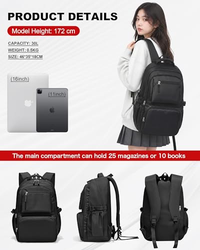 Miniatura 3 de Sikazan Mochila Escolar Grande Juvenil, Mochila Instituto, Mochilas Colegio Adolescentes, Mochila Universidad 30 Litros, Mochila Ordenador Portatil 15.6,Mochila Multibolsillos