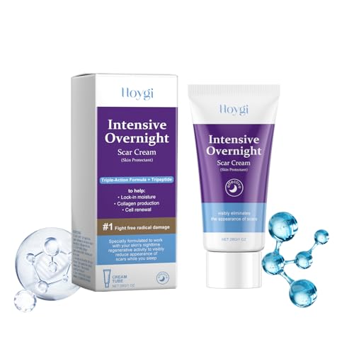 Intensive Overnight Scar Removal Cream - Scar Removal for Acne - Scar Healing Cream - Scar Cream for Face, C-Sections, Burns, Scalds, Acne, New and Old Scars - Natural Scar Gel Burn Scar Removal