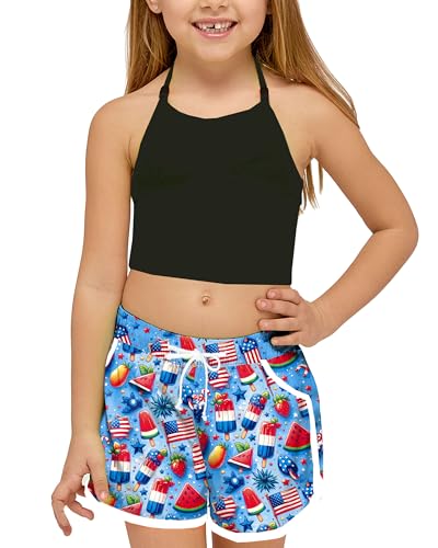 Image of Deerose Kids Hawaiian Swim Board Shorts Quick Dry Active Swim Trunk 5-14 Years