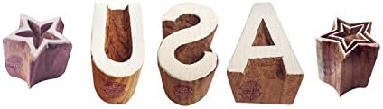Fabric Print Stamps Crafty Square Floral Shape Wooden Blocks (Set of 5)