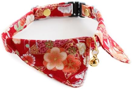 Amazon  【 猫雑貨 招福 】 猫 首輪 和柄 襟 セーフティバックル付 