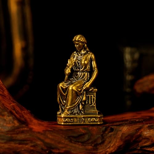 CHOVY Virgo – Virgo Maiden Brass Zodiac Sculpture – Elegant Handmade Retro Figurine, Solid Collectible Desk Decor, for Astrology Lovers