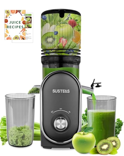 Image of SUSTEAS Cold Press Juicer Machines, 5.3" Feed Chute(50oz Capacity), 300W Slow Masticating Juice Extractor for Whole Fruits and Vegetables, Automatic Feed, High Juice Yield,Easy to Clean, Silver gray