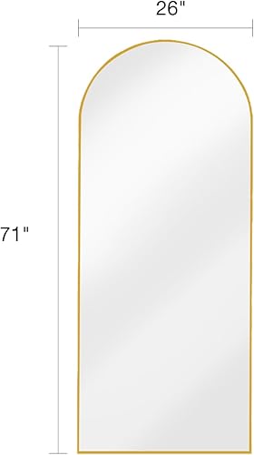 Miniatura 3 de Espejo arqueado de longitud completa, espejo de suelo con soporte, espejo grande de 76 x 34 pulgadas, espejo de pared de longitud completa, espejo